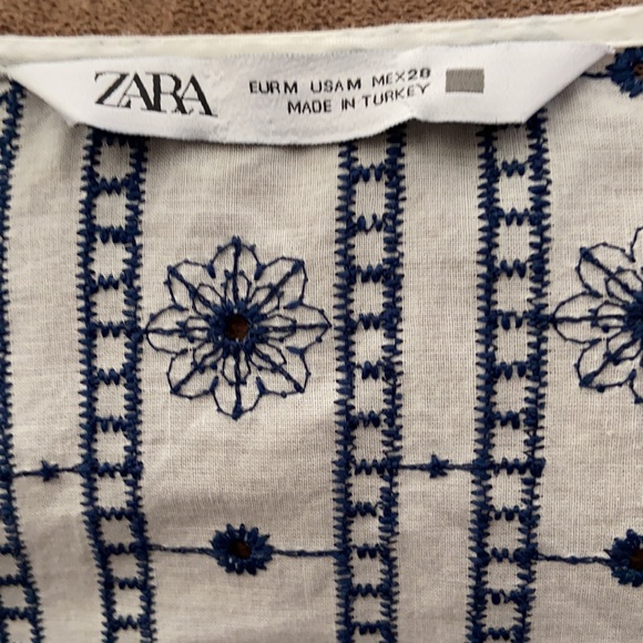 Zara Women’s Crop Top Blouse Navy Blue & White - Picture 4 of 11